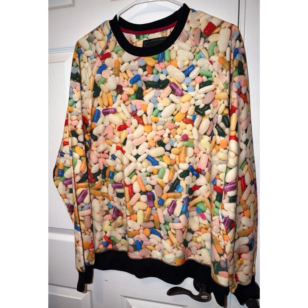 DETER Clothing Pill Print Crewneck Sweatshirt Size Large Multicolor